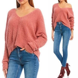 Free People Moonbeam Alpaca Sweater Womens Large Oversized Soft Cozy Sexy